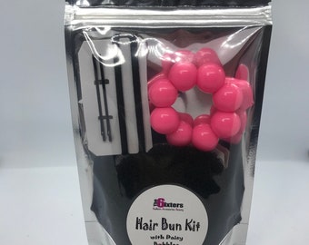 Hair Bun Kit with Pink Daisy Bobble