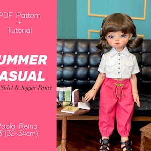 PDF pattern(+Tutorial): Crop Pocket Shirts & Jogger Pants for Paola Reina  13&quot;(32-34cm)