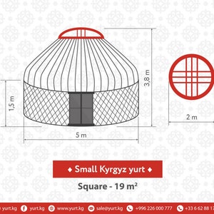SMALL'19 Kyrgyz yurt, 4 lattice wall components, diameter 5 m, floor space 19 m2 image 3