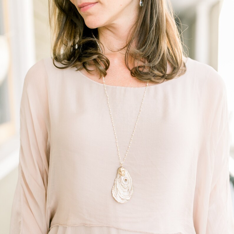 Handmade Golden Tide Bridesmaid Gift Holiday Accessories Oyster Necklace Charleston