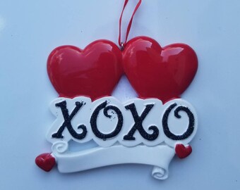 Hugs and Kisses Personalized Christmas Ornament, XoXo, Free Personalization, Xmas Gift, Fast and Free Shipping