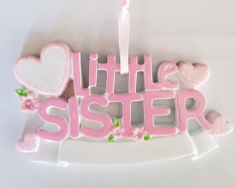 Little Sister Personalized Christmas Ornament, Free Personalization, Xmas Gift, Fast and Free Shipping