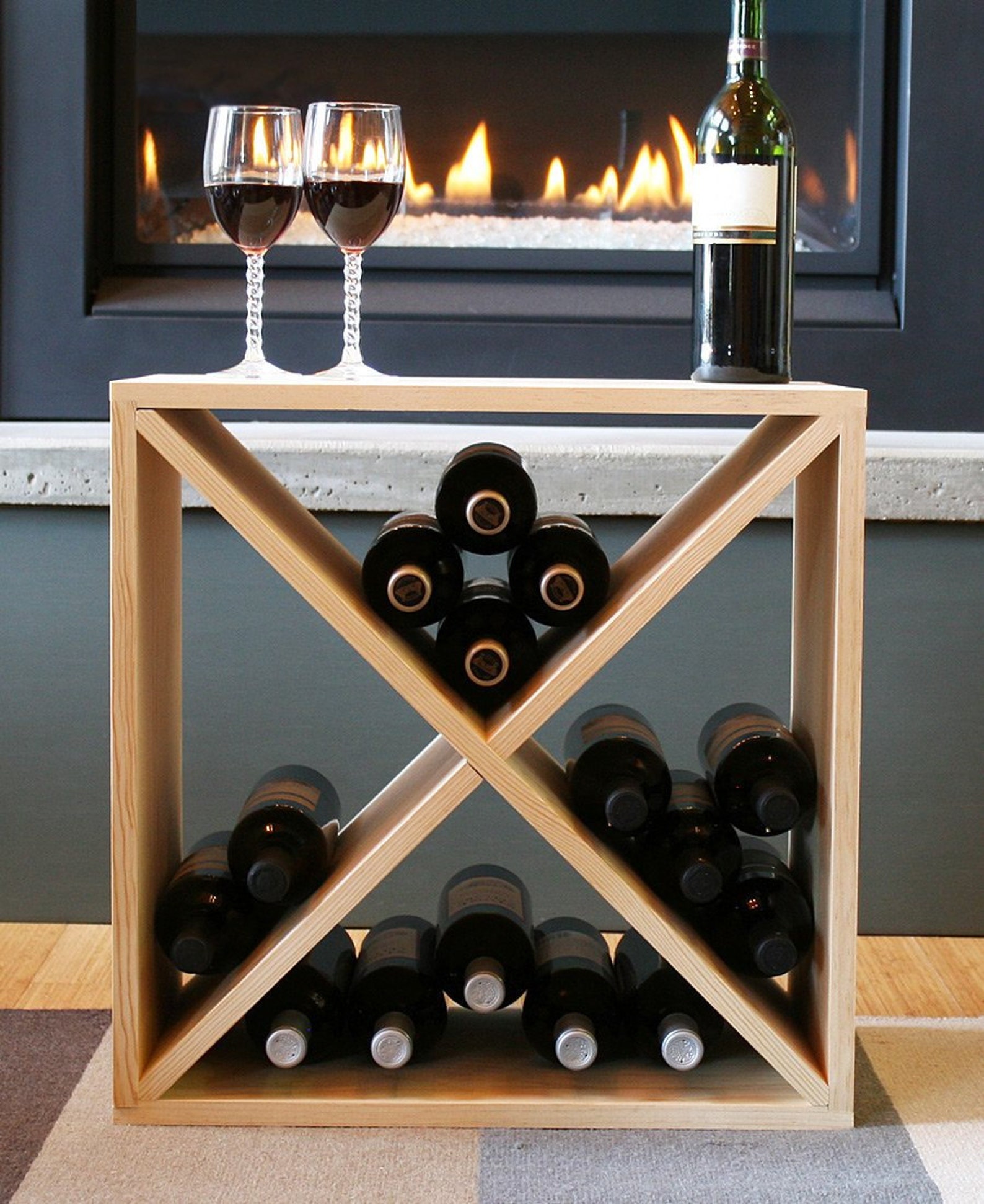Creekside 24 Bottle Wine Cube Stackable Wood Wine Rack Etsy