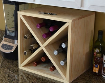 Creekside 12 Bottle Wine Cube Stackable Wood Wine Rack