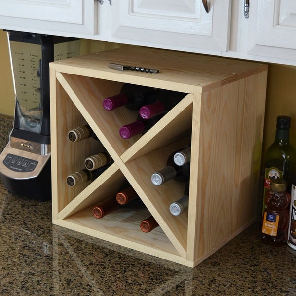 Creekside 12 Bottle Wine Cube Stackable Wood Wine Rack