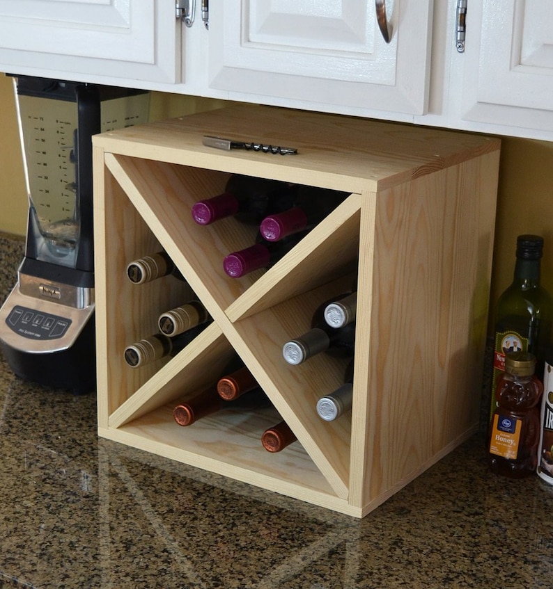 Creekside 12 Bottle Wine Cube Stackable Wood Wine Rack Etsy
