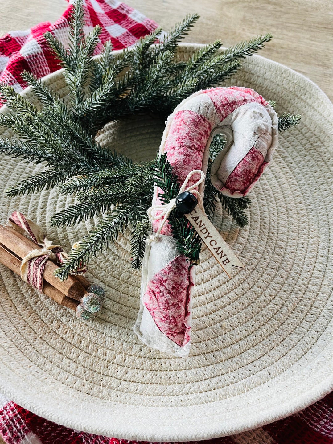 Antique Quilt Candy Cane Plushie/prim Candy Cane/peg Rail - Etsy