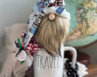 Travel Gnome/Adventure Gnome/Traveler/World Traveler/Adventure Awaits/Tiered Tray Decor/Farmhouse Decor