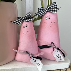 Pink Ghost Plushies/Ghost bowl fillers/Ghosts/Ghost tucks/Halloween Decor/Tiered Tray Decor/Ghost ornie/set of 2