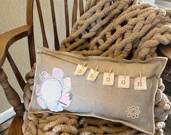 Vintage Linen Pillow/Spring Pillow/Spring/Spring Decor/Bloom/Lumbar Pillow/