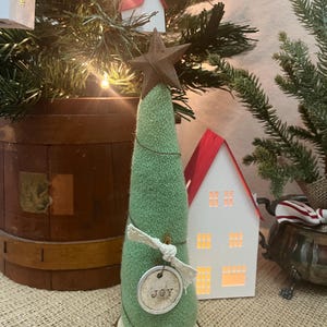 Antique Wool Christmas tree on a vintage spindle/Christmas/Christmas Decor/