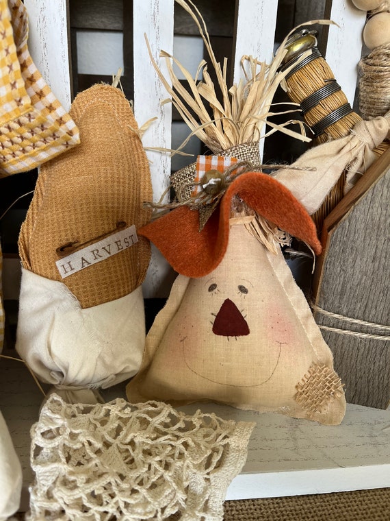Scarecrow Plushie/Scarecrow Decor/Scarecrow tuck/Scarecrow Ornie/Fall Decor/Harvest Decor/Tiered Tray Decor/Autumn Decor/
