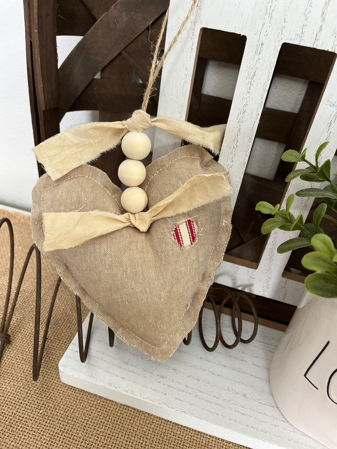 Valentine Heart Pillow Linen Heart Pillow Valentine Pillow Etsy