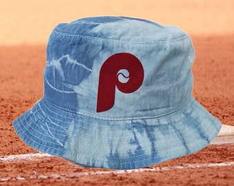 Phillies Retro Tie-dyed Bucket Hat Baby blue