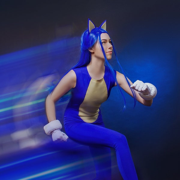 Traje de cosplay de Sonic the Hedgehog, cosplay de Sonic Video Game, traje de Sonic Blue, mono de Sonic, Sonic the Hedgehog Halloween