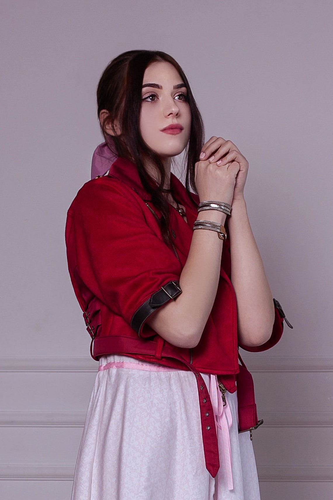 Aerith Video Games Jacket Cosplay Custom Jacket Womens Etsy