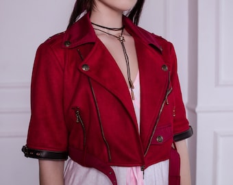 Aerith video games jacket cosplay, custom jacket, womens jacket, video game gift, Aerith remake denim jacket for costume, Halloween Aerith