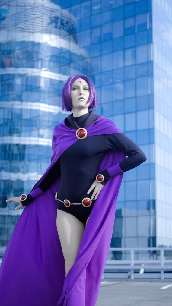 Titans Raven Cloak Costume Raven Cosplay Purple Superhero Costume