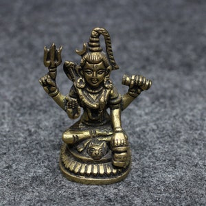 BHARAT HAAT Brass Hinduism Religious Shiv-Shankar Small Statue in Carving Work BH00612 