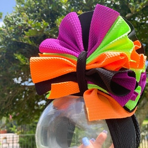 Witch Shredded, Stand-Up Headwraps, Over TheTop Bow, Permanently Sewn, Spooky Shredded, Over Sized Hair Bow, Halloween Head-wrap