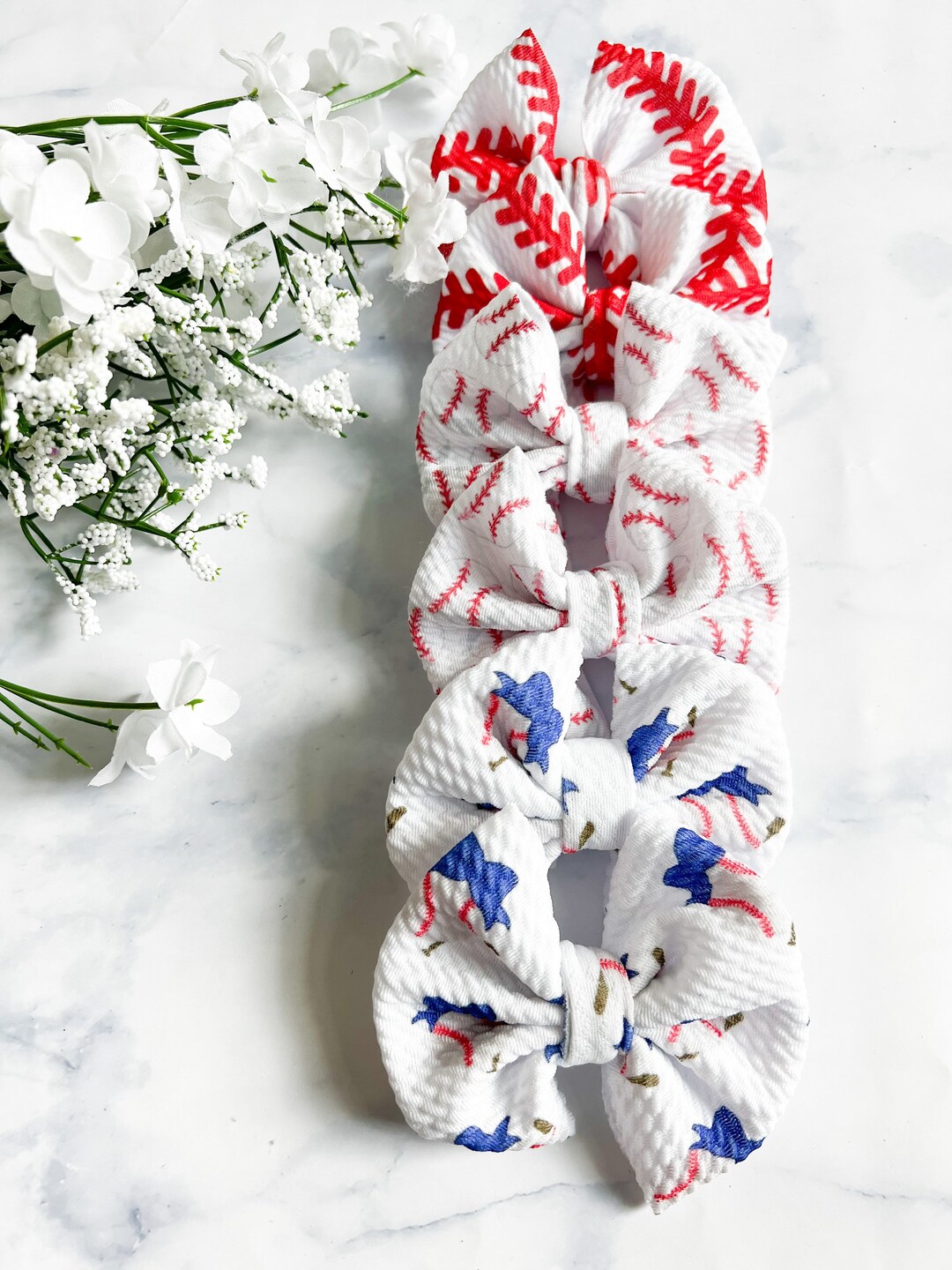 Baseball Hair Bow,sports Hair Bow for Girls, Baseball Fabric Hair Bow