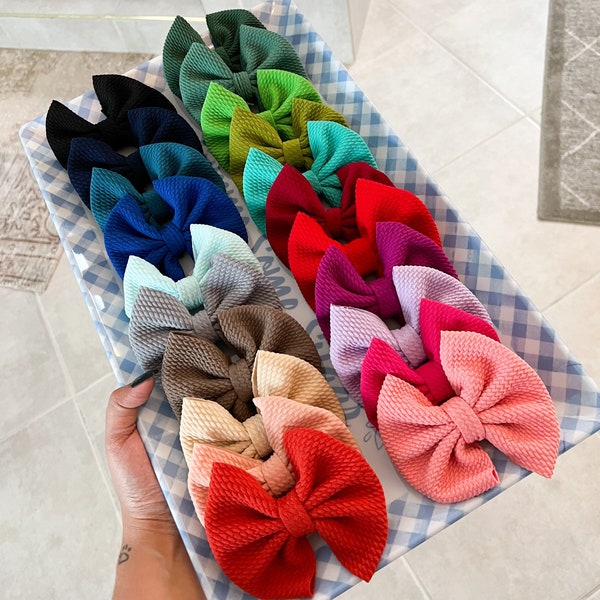 Solid Hair Bow, Solid Fabric Bows, Hair Bow Bundles, Bows on Nylon, Bows on Clip, Bows for Babies, Baby Girl Party Favors, Bow Box, Bows