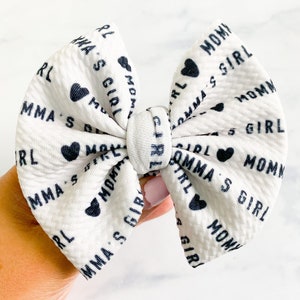 Momma's Girl Bow, Mothers Day Gifts, Mommy's Girl, Mommy and Me, Bows for Mothers Day, Fabric Bows, Bows on Nylon, Bows on Clips, Piggies