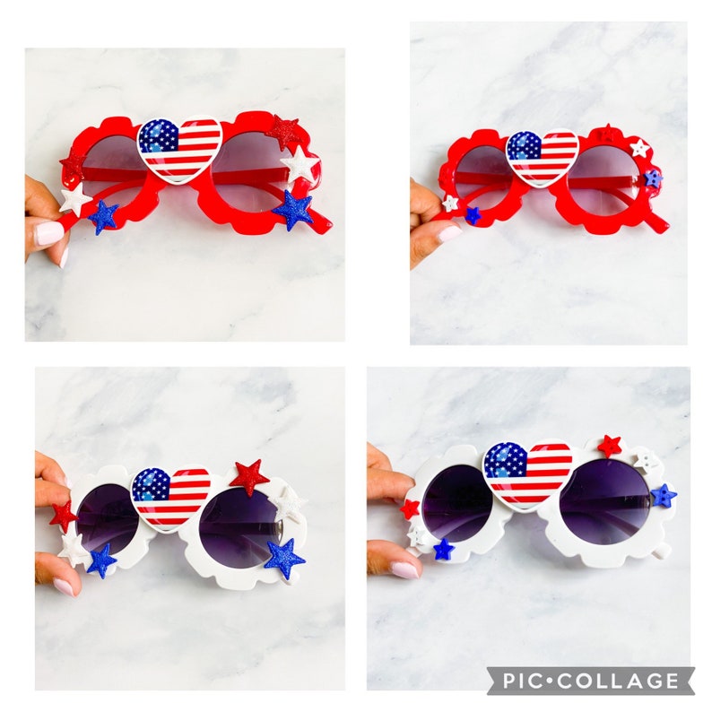 Baby Flower Sunglasses Sunglasses 4th of July Sunglasses 4th of July Girls Accessories Baby Sunglasses Girl Flower Sunglasses Toddler