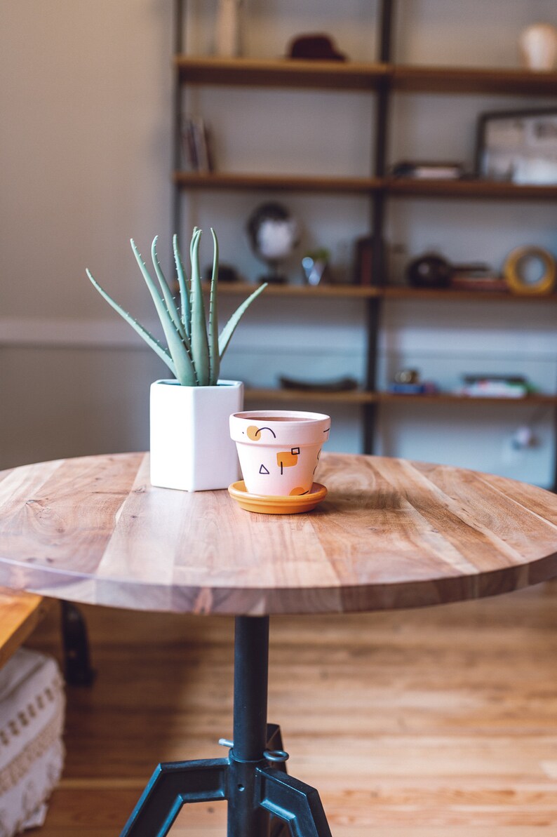 Orange Multi-Shape Hand-Painted Terracotta Pot w Saucer