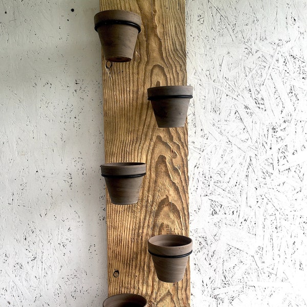 Vertical Wooden Wall Planter, Wall Hung Plant Pot Holder