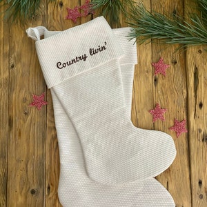 Handmade Personalised White Christmas Stockings