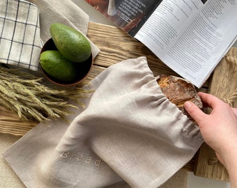 Linen Bread Bags For Food Storage With Drawstring