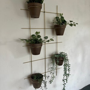 Vertical Wall Hung Planter, Steel Flower Pot Holder Gold