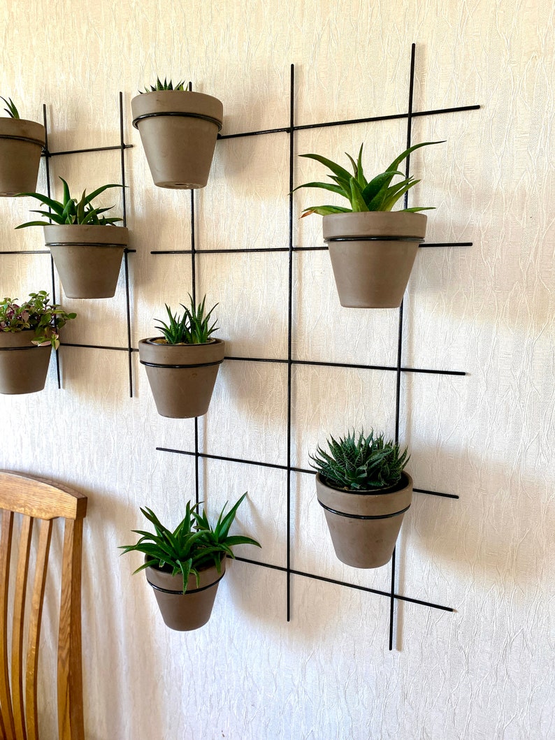 Vertical Wall Hung Planter, Steel Flower Pot Holder image 1