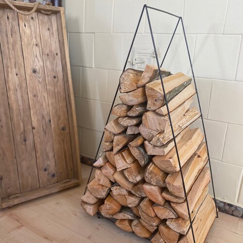 Tall Triangle Log Firewood Holder Storage Handmade Etsy