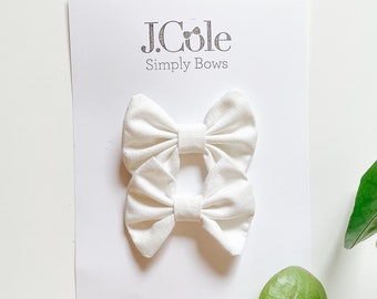 Ivory hair bows, white mini clips, cream hair bows, white hair bow, mini bows, pigtail bows