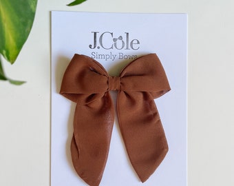 Extra large clip in bow, large chocolate brown bow, large bow