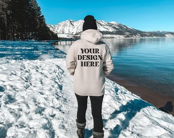 Gildan 18500 Sand Hoodie Mockup - Gildan Hoodie Mockup, Model Mockup, Hooded Sweatshirt mockup, Trendy Mockup, Outdoor Mockup, 18500 Mockup