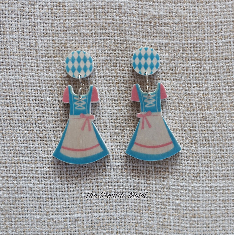 Dirndl dress wood earrings, dirndl dress earrings, Bavarian dress earrings, Oktoberfest earring, Oktoberfest jewellery, Oktoberfest Ohrringe image 1