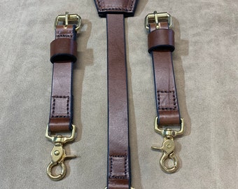 Leather Suspenders - Light Brown 3/4 Inch Wide