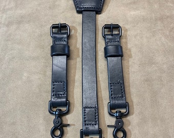 Leather Suspenders - Black 3/4 Inch Wide