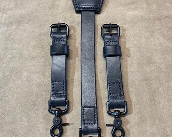 Leather Suspenders - Black 1 Inch Wide