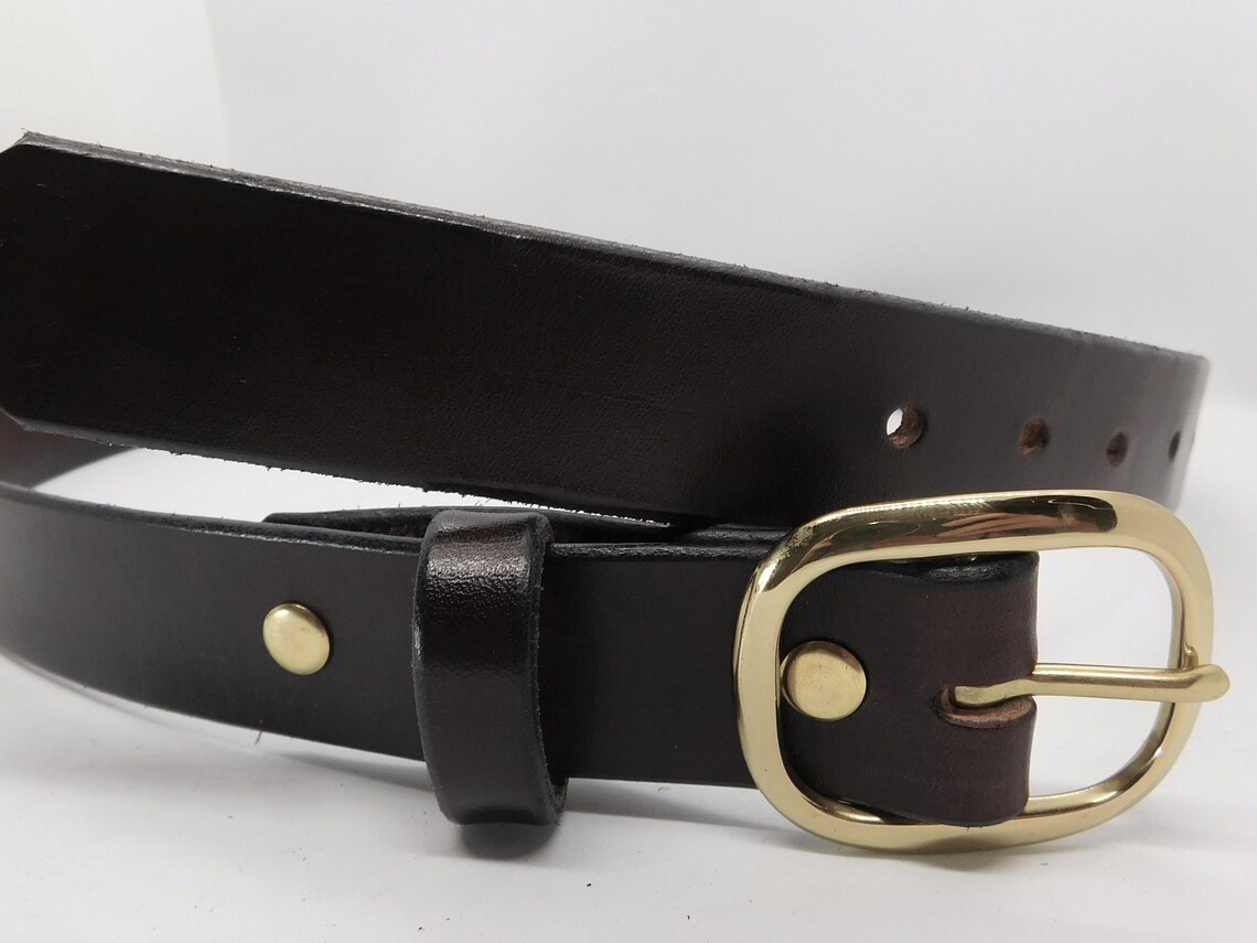 Brown Leather Belt 1 Inch Wide 10/12 Oz Thickness Dark Brown Etsy