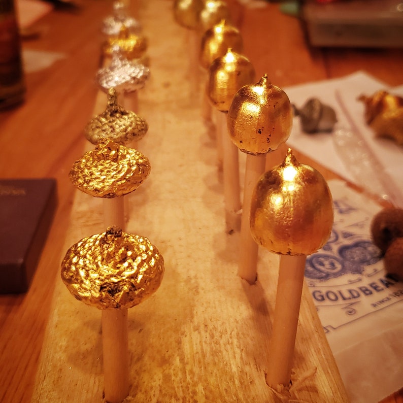 Gold and Silver Acorn Hand Leafed Christmas Ornament Etsy