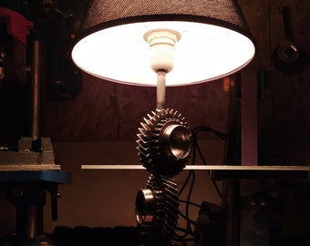 SOLD ||| Car Gear Sprocket lamp / Night Stand Table Workshop Light Lighting Truck Part Mechanical Industrial Fallout Steampunk Upcycled loft