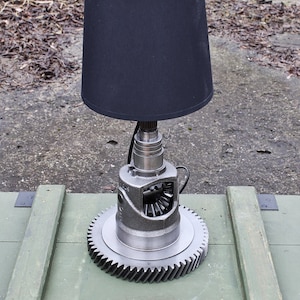 SOLD ||| Car Truck Differential Night Table Lamp Light Industrial Steampunk Loft Workshop Garage Automotive Engine Part Mechanic Upcycled