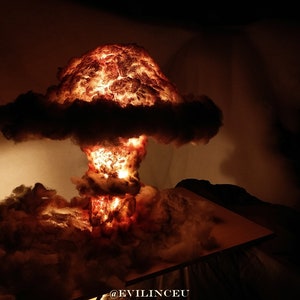 SOLD Nuclear Explosion Bomb Diorama model LIGHT night lamp nuke fallout little boy fat man decorative military mushroom cloud image 3