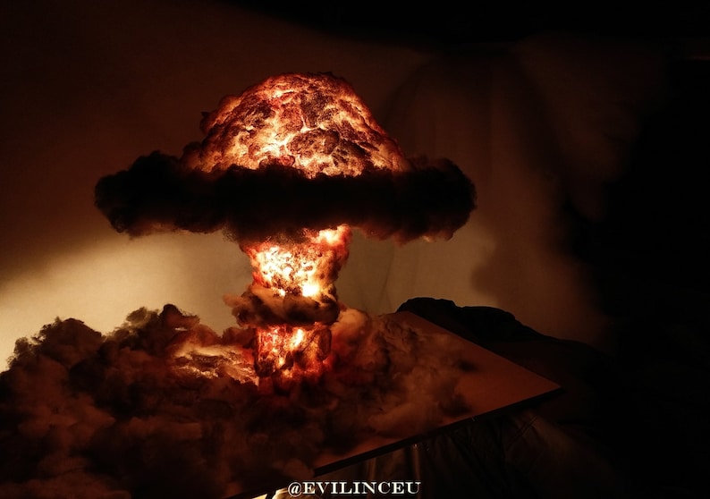 SOLD Nuclear Explosion Bomb Diorama model LIGHT night lamp nuke fallout little boy fat man decorative military mushroom cloud image 3