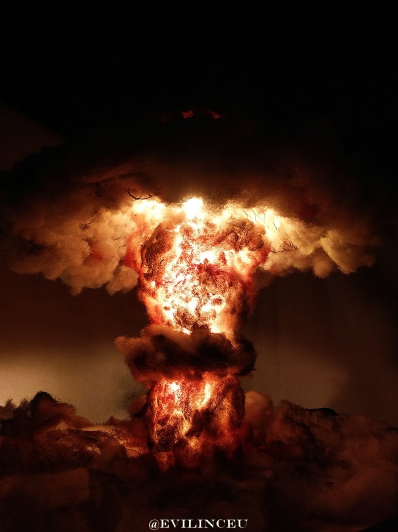 SOLD Nuclear Explosion Bomb Diorama model LIGHT night lamp nuke fallout little boy fat man decorative military mushroom cloud image 4