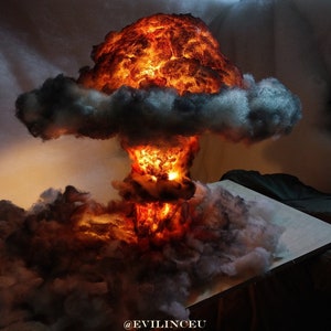 SOLD Nuclear Explosion Bomb Diorama model LIGHT night lamp nuke fallout little boy fat man decorative military mushroom cloud image 1